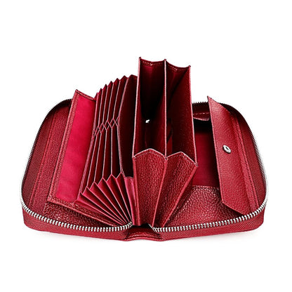 Stylish Rfid Clutch with Zipper - Lychee Texture - Purple
