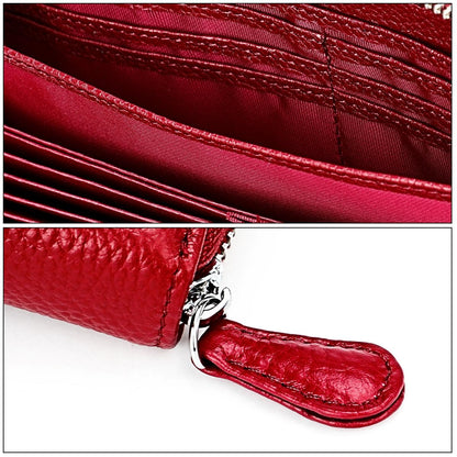 Stylish Rfid Clutch with Zipper - Lychee Texture - Purple