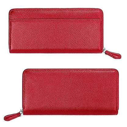 Stylish Rfid Clutch with Zipper - Lychee Texture - Purple