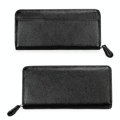 Stylish Rfid Clutch with Zipper - Lychee Texture - Purple