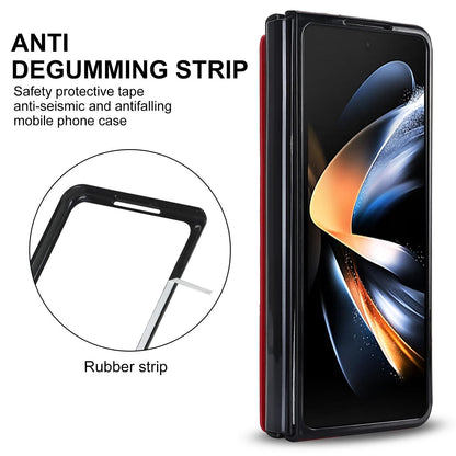 Foldable Phone Case with Double Buckle Card Slot for Samsung Galaxy z Fold4 - Red