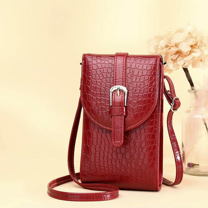 Stylish Crocodile Print Shoulder Bag - Black