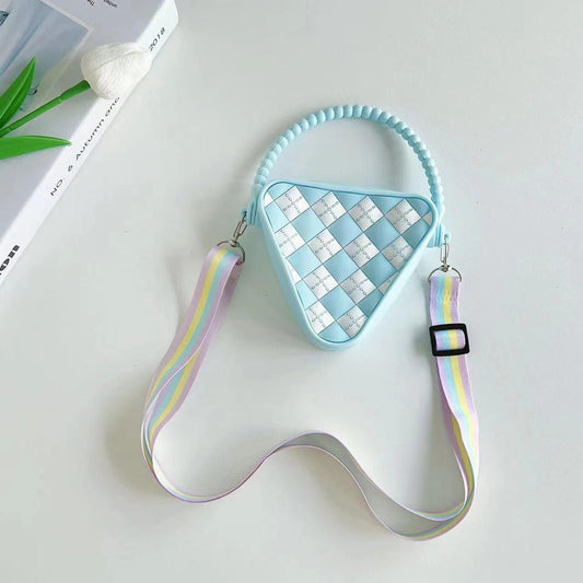 Mini Diamond Shaped Silicone Shoulder Bag - Blue
