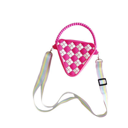 Mini Diamond Shaped Silicone Shoulder Bag - Blue