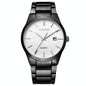 Waterproof Full Steel Quartz Watch - Fashion Business Calendar - Black Case White Face