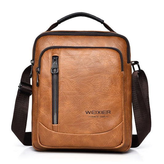 Waterproof Business Crossbody Bag Large Capacity - Light Brown