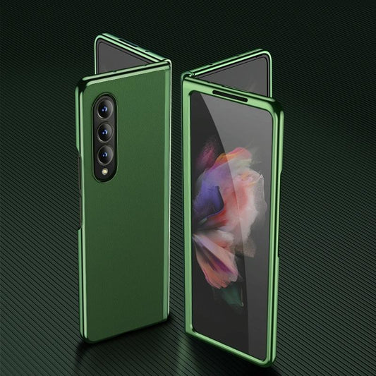 For Samsung Galaxy Z Fold4 5G Leather Plated Phone Cover - Green