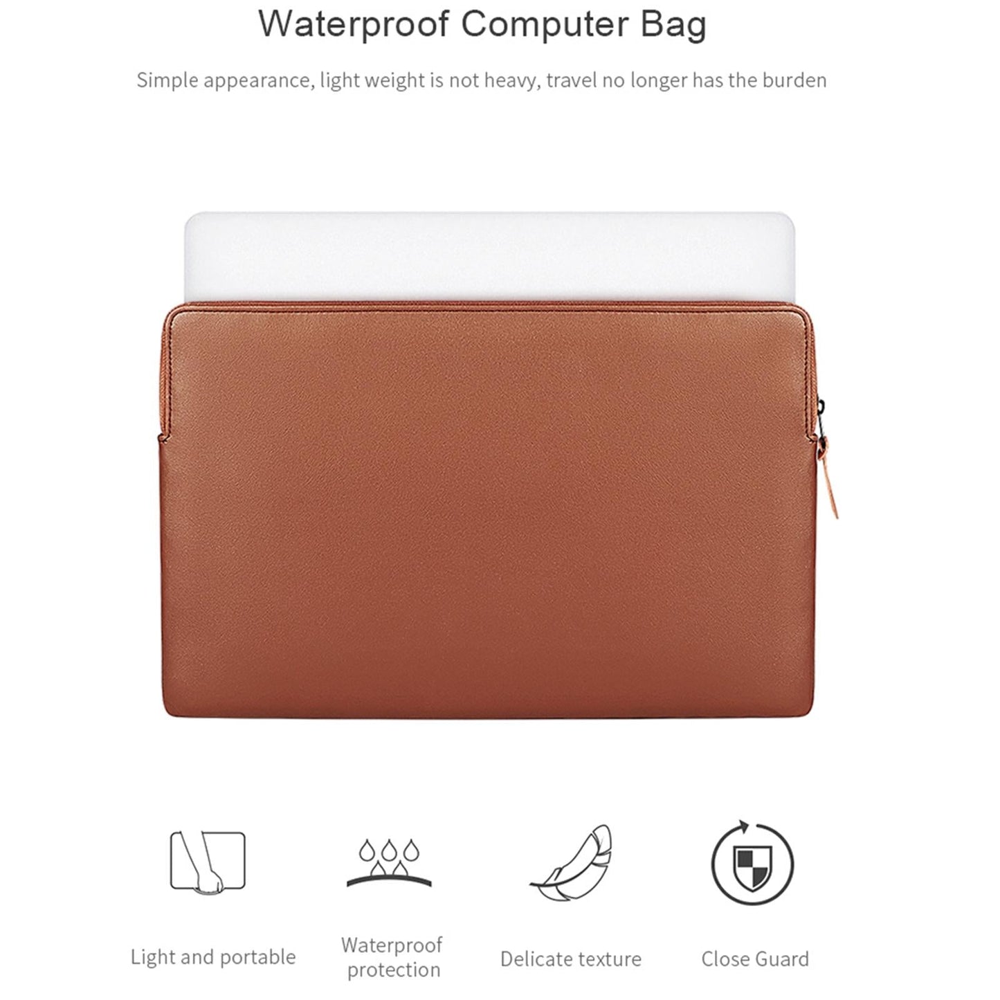 13.3 Inch Thin and Light Laptop Liner Bag with Pu Material - Armygreen