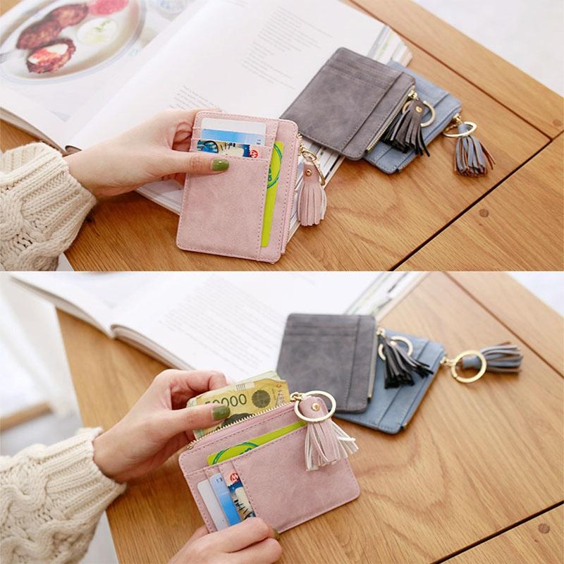 Compact Card Holder With Large Capacity Cute Mini Coin Purse - Pink