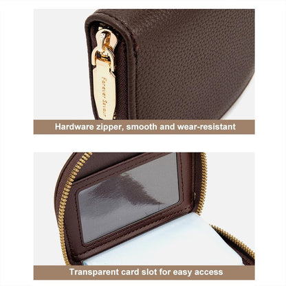 Large Capacity Semicircular Embroidery Id Card Holder - Coffee