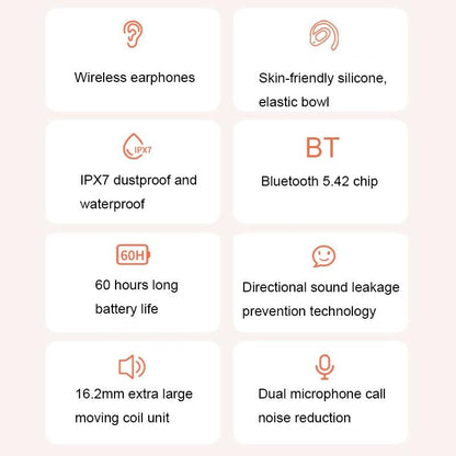 Wireless Dual-mic Bluetooth Earphones with Noise Reduction and Led Display - Skin-Colour