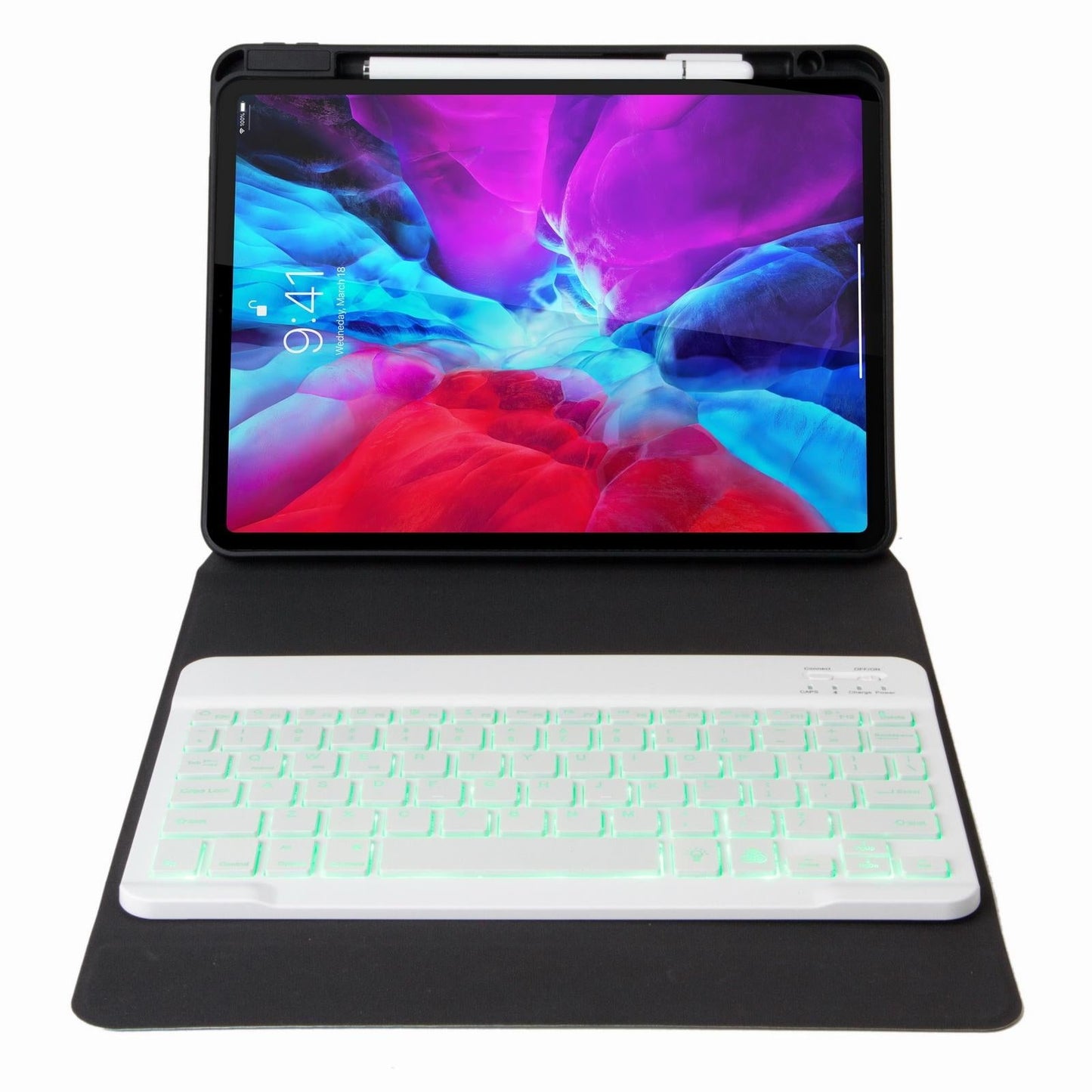Bluetooth Keyboard Leather Case For Ipad 10.2 / 10.5 With Monochrome Backlight & Three-Fold Holder - Purple