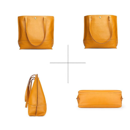 Stylish Leather Tote For Women - Beige