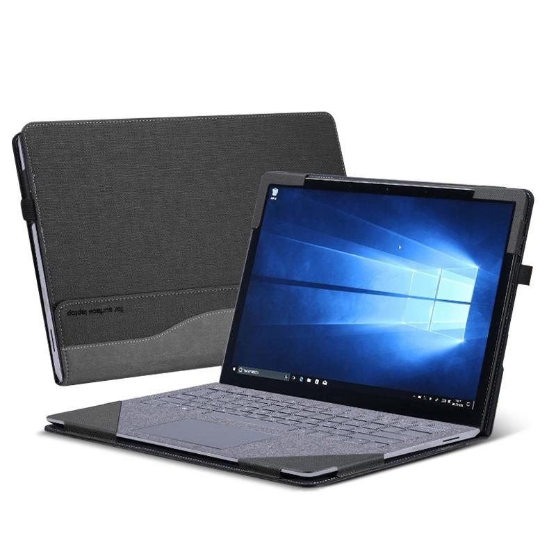 Versatile 13.5 Leather Laptop Sleeve for Microsoft Surface - Multi-functional - Business Brown