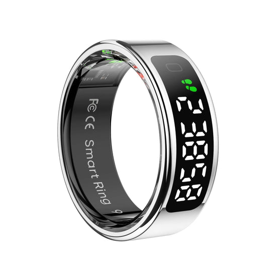 Smart Ring Heart Rate Blood Oxygen Sleep Sports Size 8 - Silver