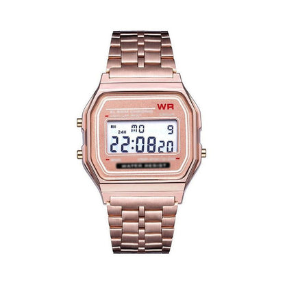 Waterproof Led Digital Quartz Wristwatch - Unisex - Rose Gold