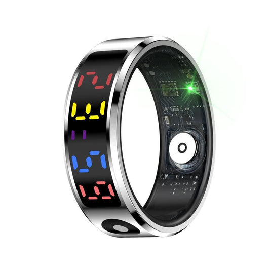 Smart Ring Heart Rate Blood Oxygen Sleep Sports Size 12 - Silver