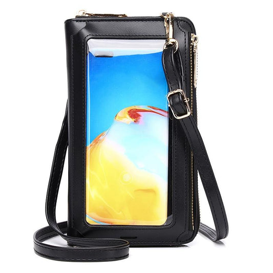 Touch Screen Cross Body Phone Bag Large Capacity - Black