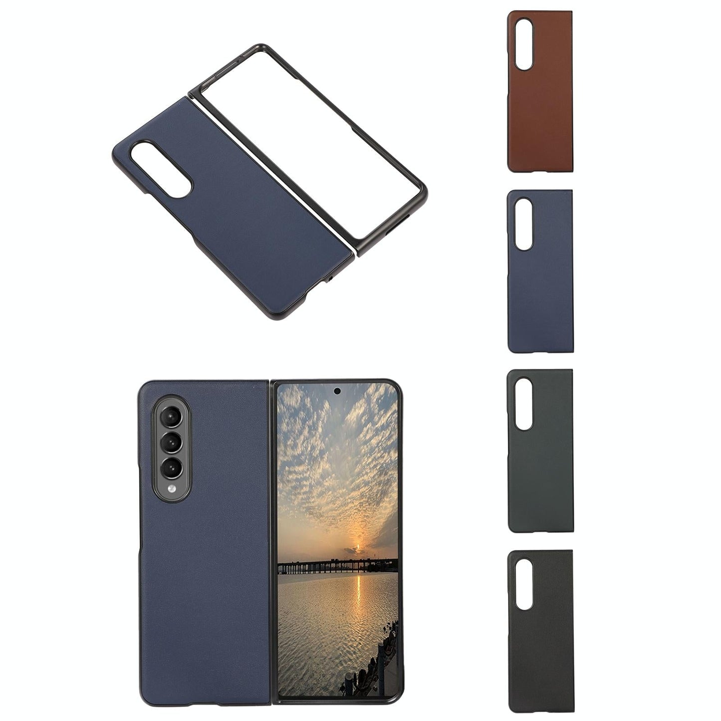 For Samsung Galaxy Z Fold4 5G Sheep Texture Leather Phone Case - Green