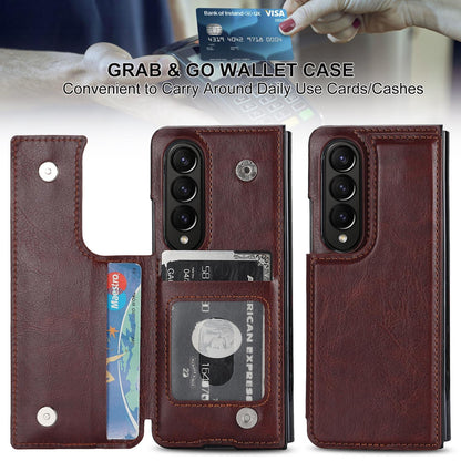 Full Coverage Double Buckle Phone Case for Samsung Galaxy z Fold 4 - Rose Gold