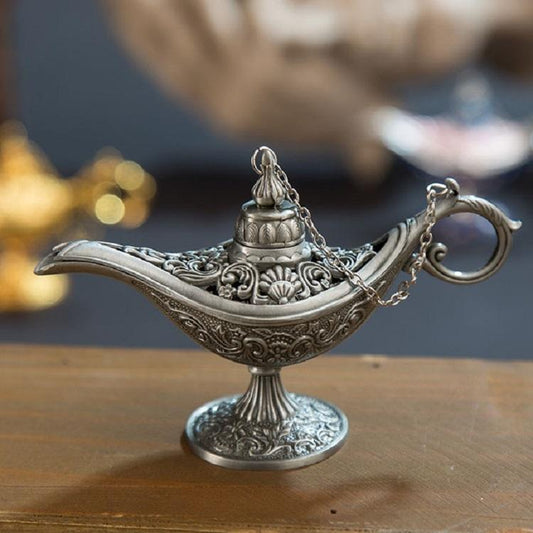 Metal Aladdin Magic Lamp Aromatherapy Home Decor Gift - Old Tin