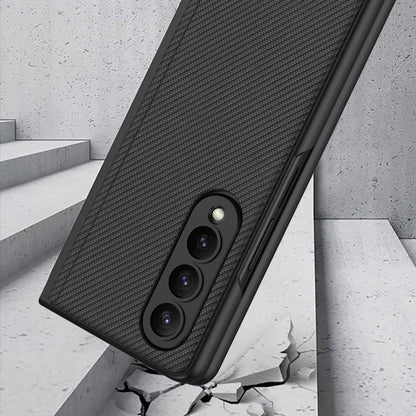 Foldable Leather Case with Stand for Samsung Galaxy z Fold 4 - Ultra Thin - Carbon Fiber