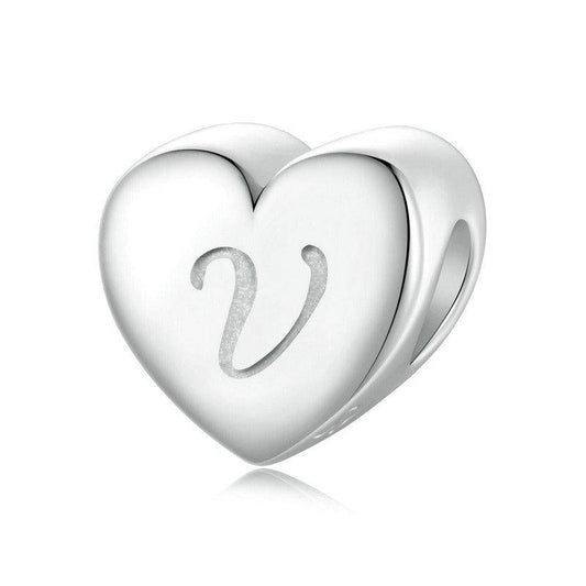 925 Sterling Silver Platinum Plated Love Letters Diy Beads In - V