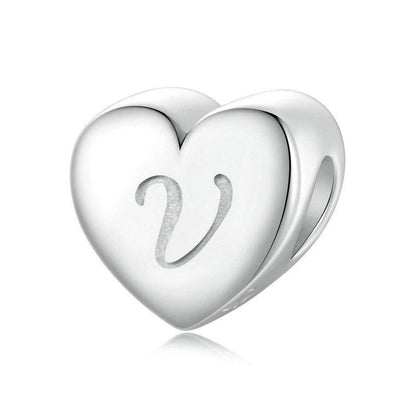 925 Sterling Silver Platinum Plated Love Letters Diy Beads In - V