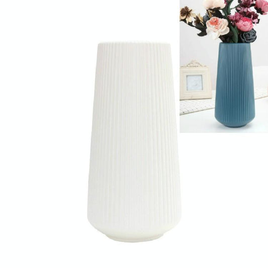 Versatile Plastic Flower Vase For Dry And Wet Arrangements - Milk White