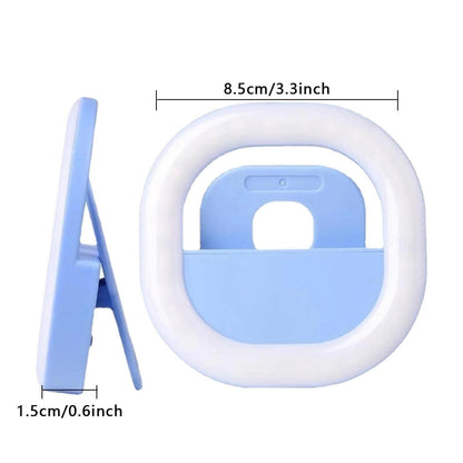 Rechargeable Clip-On Selfie Light For Mobile Phones - Blue