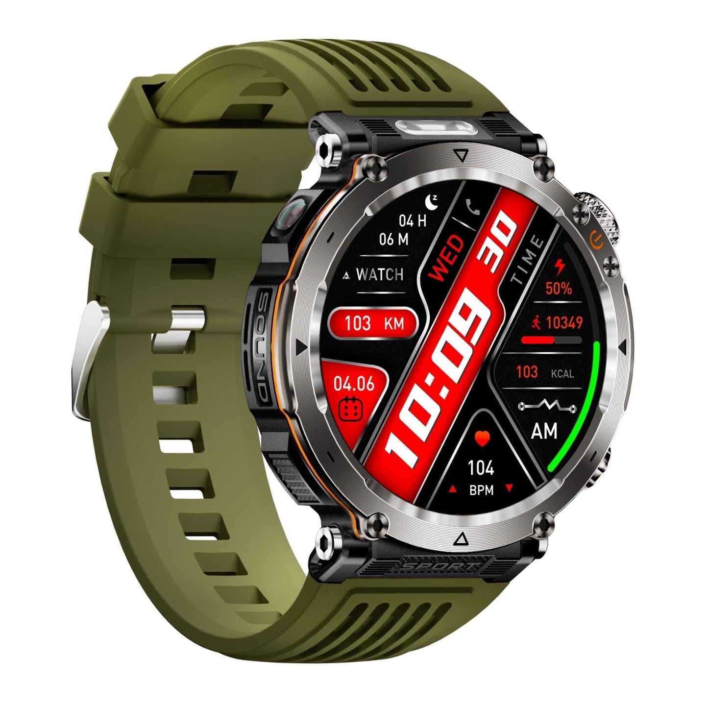Waterproof Smart Watch With Flashlight And Compass - 1 Inch - Blue