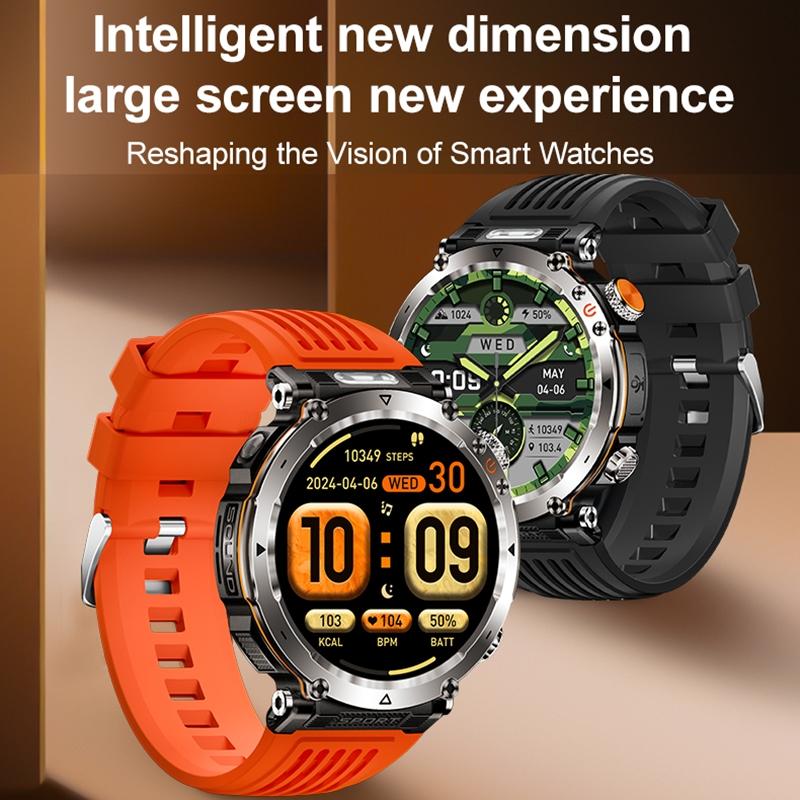 Waterproof Smart Watch With Flashlight And Compass - 1 Inch - Blue