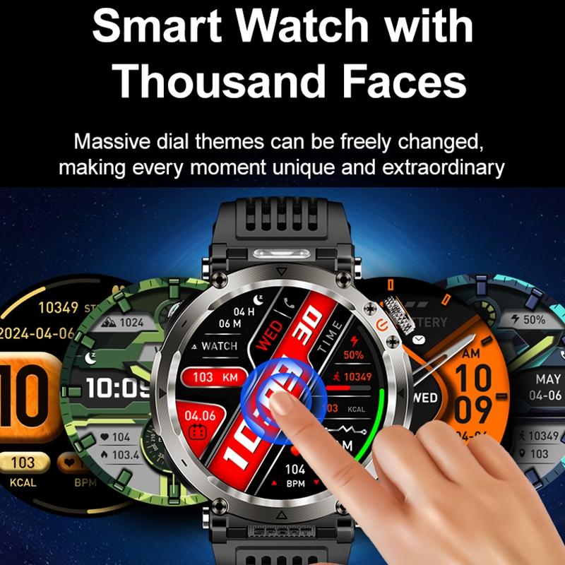Waterproof Smart Watch With Flashlight And Compass - 1 Inch - Blue