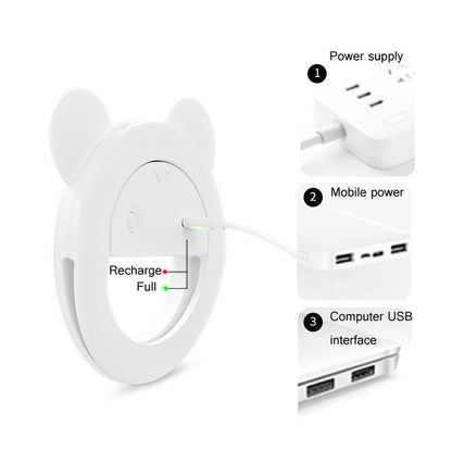 2-pack Large-capacity Live Video Conference Ring Light for Mobile Phone Selfies - Bear Ear