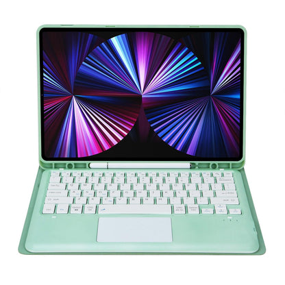 Detachable Bluetooth Keyboard Leather Case For Ipad Pro 12.9 2021 / 2020 / 2018 With Touch Pad - Dark Green