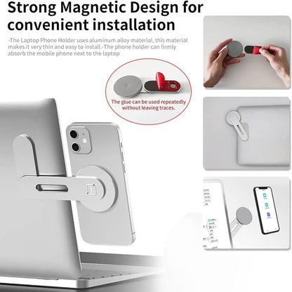 Aluminum Magnetic Phone Stand for Laptop Expansion - Blue