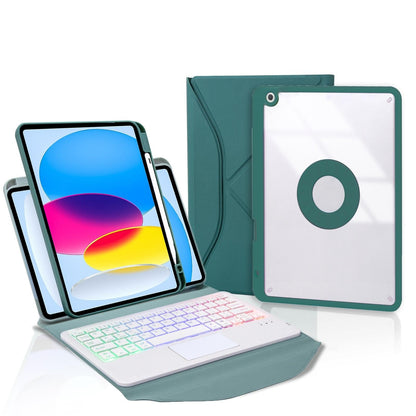 Touchpad Bluetooth Keyboard Leather Tablet Case With Pen Slot And Backlight - Green