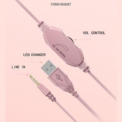 Led Bass Stereo Gaming Headset With Mic - Pink