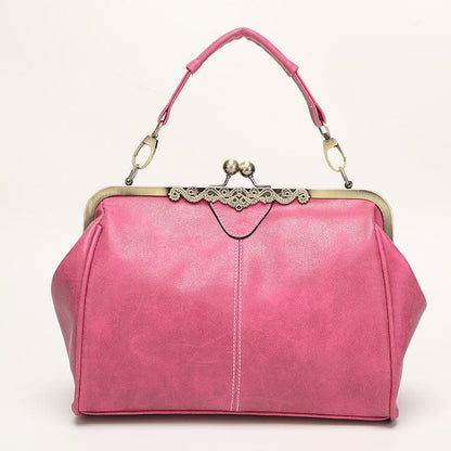 Retro Shoulder Bag For Women Messenger Style - Rose Red