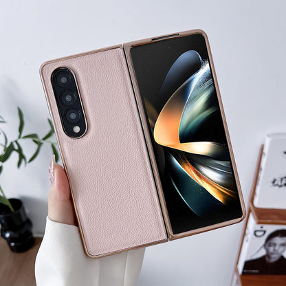 Skyline Series Nano Electroplating Pu Case for Samsung Galaxy z Fold 4 - Pink Gold