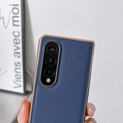 Skyline Series Nano Electroplating Pu Case for Samsung Galaxy z Fold 4 - Pink Gold