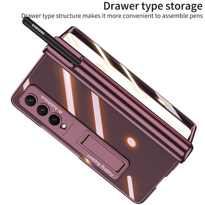 For Samsung Galaxy Z Fold4 5G Shockproof Magnetic Case With Pen Slots - Blue