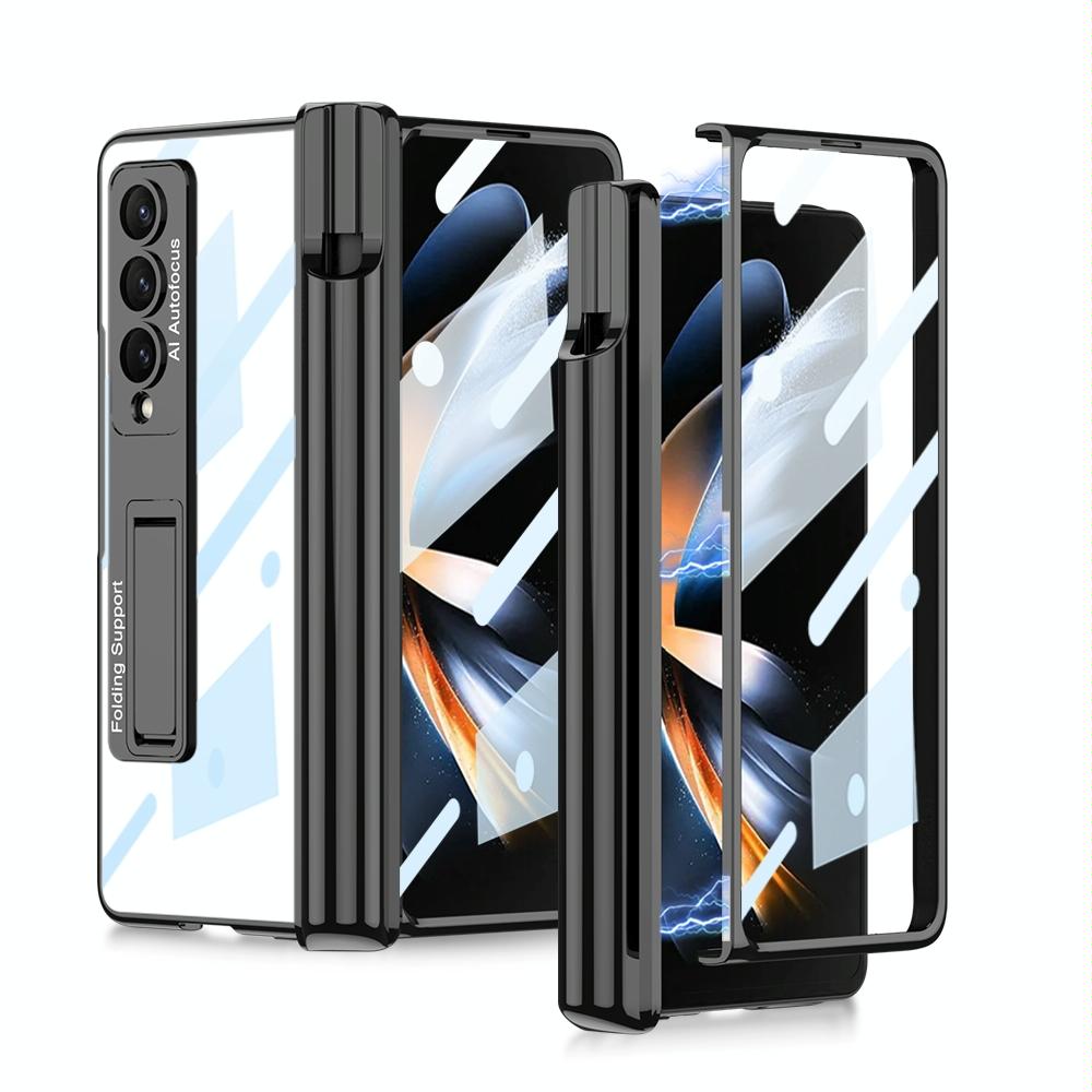 For Samsung Galaxy Z Fold4 5G Shockproof Magnetic Case With Pen Slots - Blue