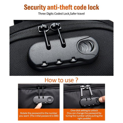Anti Theft Men Waterproof Crossbody Bag With USB Port - Dark Grey