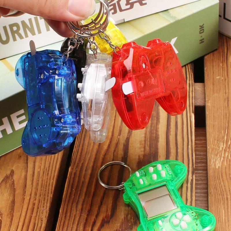 Portable Tetris Game Console Keychain - Nostalgic Puzzle Toy - Blue