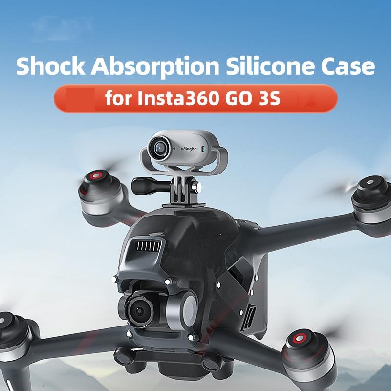 Shock-absorbing Silicone Cover for Insta360 Go 3s Camera - Black - Horizontal Black