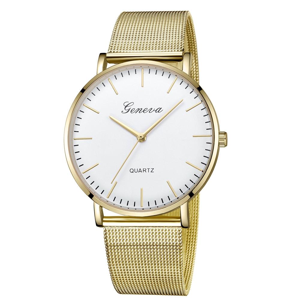 Stainless Steel Mesh Unisex Quartz Watch - Black Shell White Dial Silver Needle