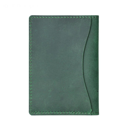Minimalist Cowhide Card Holder Compact Wallet For Bank & Membership Cards - Ink Green