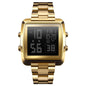 Vintage Gold Steel Square Watch - Waterproof & Luminous - Gold