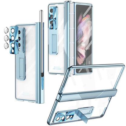 For Samsung Galaxy Z Fold4 5G Magnetic Phone Case With Holder - Plating Finish - Champagne Gold